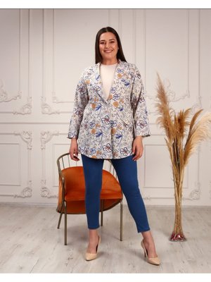 Keten Tek Dügmeli İç Bluzlu Ceket