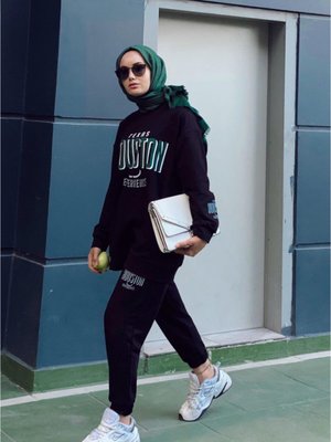 Houston Pamuklu Oversize Siyah Alt Üst Takım