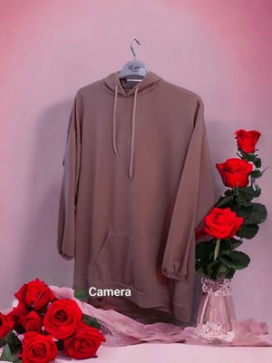 Mevsimlik İplik Diz Üstü Kapüşonlu Cepli Tunik/sweatshirt Mevsimlik İplik Diz Üstü Kapüşonlu Cepli Tunik/sweatshirt