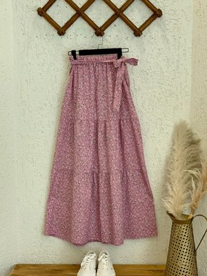 Pembe Küçük Çiçek Kat Kat Etek