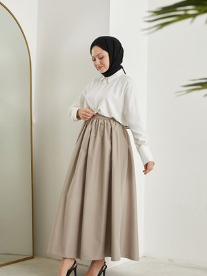 Bel Büzgü Fermuarlı Bonding Etek Taş Bel Büzgü Fermuarlı Bonding Etek Taş