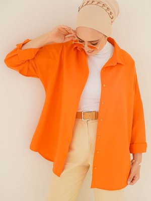 Oversize Basic Gömlek Turuncu