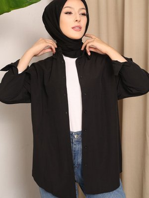 Siyah Salaş Basic Gömlek