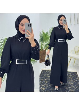 Dubai Kumaş İnci Detaylı Tulum