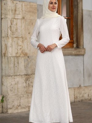 Ekru Dantel Abiye Elbise Ekru Dantel Abiye Elbise