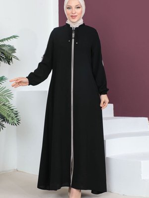 Kolları Düğmeli Ferace Siyah