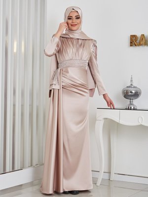 Alina Abiye Elbise Bej