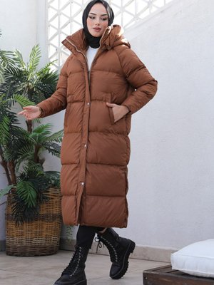 Uzun Dolumlu Şişme Mont Taba Uzun Dolumlu Şişme Mont Taba