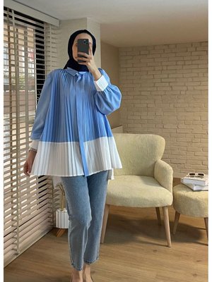 Plise Detaylı Poplin Gömlek