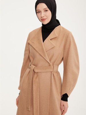 Balon Kollu Manto Bej