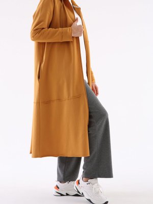 Açık Hardal Büyük Beden Penye Hırka Açık Hardal Büyük Beden Penye Hırka