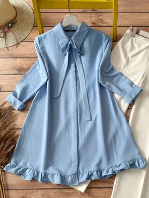 Fırfırlı Tunik Açık Mavi