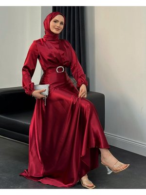 Çapraz Detaylı Kuşaklı Abiye Elbise Çapraz Detaylı Kuşaklı Abiye Elbise