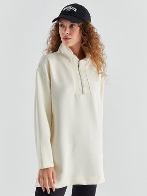 Fermuarlı Scuba Tunik Ekru Fermuarlı Scuba Tunik Ekru