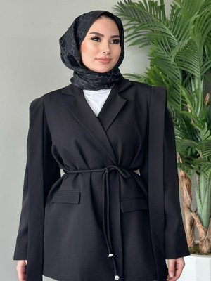 İpli Blazer Ceket Siyah