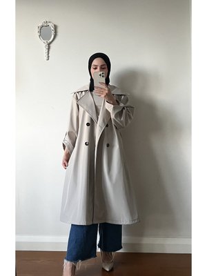 Kol Detaylı Trençkot Taş