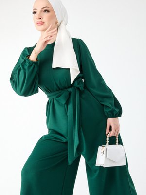 Zumrut Hakim Yaka Uzun Kollu Tulum