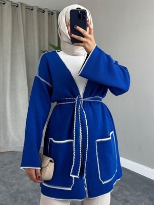 Büyük Cepli Hırka Saks Büyük Cepli Hırka Saks