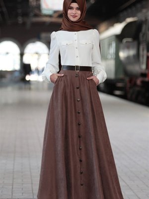 Kahve Nilüfer Uzun Etek Kahve Nilüfer Uzun Etek