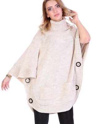 Bej Düğmeli Cepli Triko Hırka Bej Düğmeli Cepli Triko Hırka