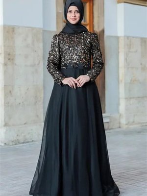 Siyah Işıl Abiye Elbise Siyah Işıl Abiye Elbise