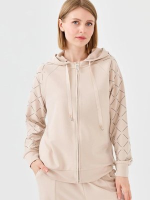 Bej Kapüşonlu Fermuarlı Sweatshirt Bej Kapüşonlu Fermuarlı Sweatshirt