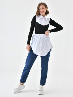 Beyaz 2'li Takım Mini Yaka Ve Yırtmaçlı Gömlek Etek