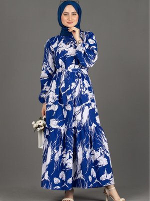 Lina Elbise Saks Mavi Lina Elbise Saks Mavi