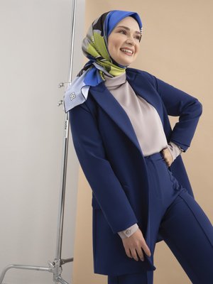 Lacivert Cep Detaylı Klasik Ceket