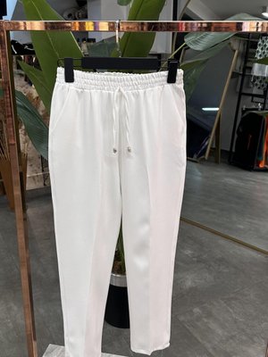 Kumaş Havuç Pantolon Beyaz