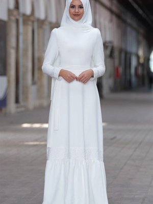 Ekru Buket Abiye Elbise