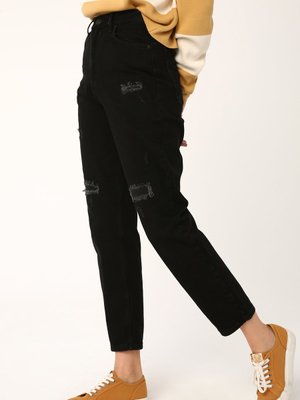 Siyah Pamuklu Denim Pantolon