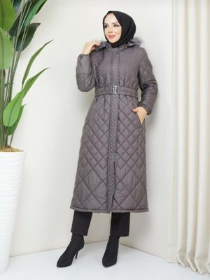Sarya Büyük Beden Kadın Tesettür İçi Astarlı Araboy Şişme Mont