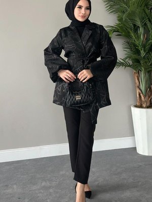 Jakar Simli Ceket Siyah Jakar Simli Ceket Siyah