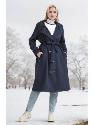 Hermes Kaşe Kuşaklı Kaban Koyu İndigo Hermes Kaşe Kuşaklı Kaban Koyu İndigo