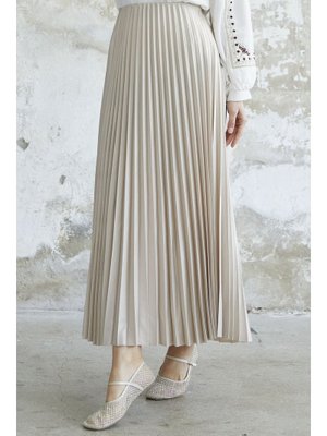 Bej Sık Piliseli Etek Bej Sık Piliseli Etek