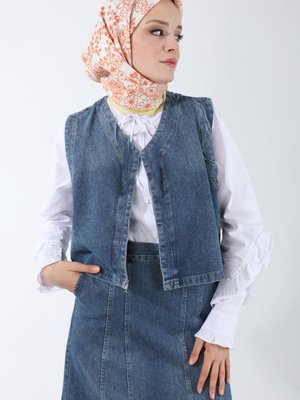 Yelekli Etek Kot Takım Koyu Mavi Yelekli Etek Kot Takım Koyu Mavi