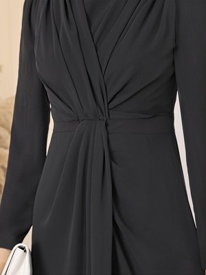 Siyah Drapeli Abiye Elbise