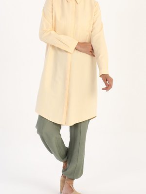 Sarı Gizli Patlı Basic Gömlek Tunik