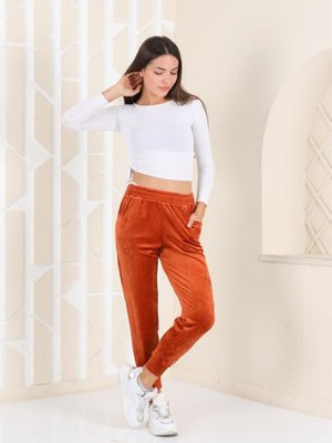 Taba Renk Kadife Eşofman Altı Taba Renk Kadife Eşofman Altı