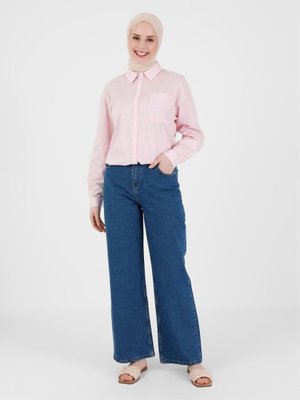 Beli Lastikli Straight Kot Pantolon İndigo