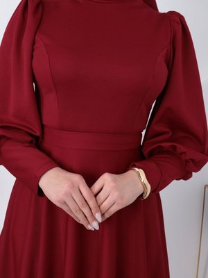 Kadın Balon Kol Scuba Elbise