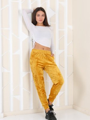 Hardal Renk Kadife Eşofman Altı Hardal Renk Kadife Eşofman Altı