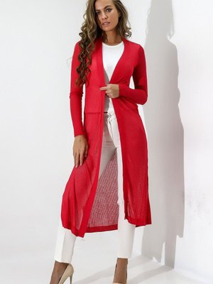 Mercan Uzun Kol Önü Açık Etek Kenarları Yırtmaç Detaylı Örme Penye Hırka & Kaftan & Hicab Mercan Uzun Kol Önü Açık Etek Kenarları Yırtmaç Detaylı Örme Penye Hırka & Kaftan & Hicab