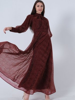 Bordo Balon Kol Vintage Abiye Elbise Bordo Balon Kol Vintage Abiye Elbise