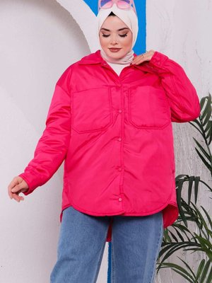 Fuşya Çıtçıtlı Cepli Astarlı Kısa Mont Fuşya Çıtçıtlı Cepli Astarlı Kısa Mont