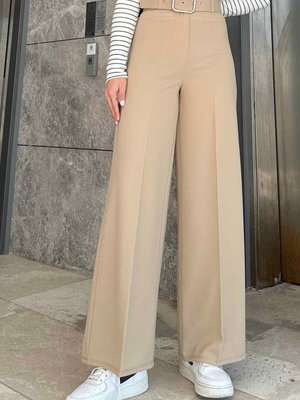 Geniş Paça Kemerli Pantolon