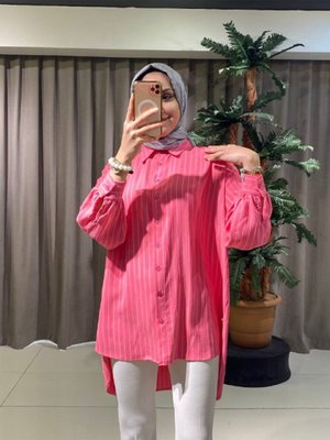 Kopya Gömlek Yakası Pola Kendinden Çizgili Jakarlı