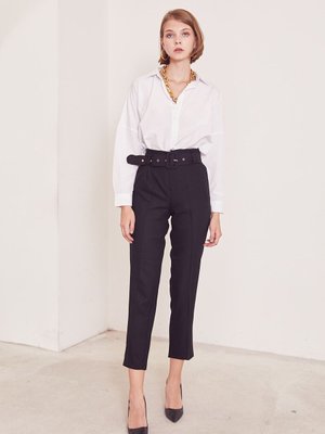 Siyah Kare Toka Kemerli Pantolon