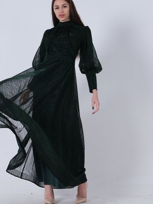 Zümrüt Balon Kol Vintage Abiye Elbise Zümrüt Balon Kol Vintage Abiye Elbise